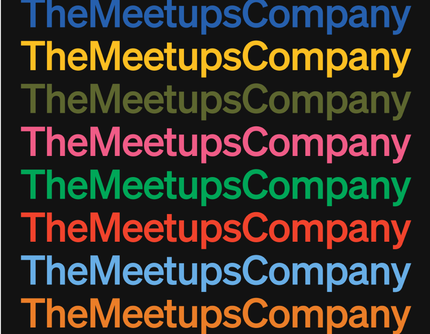 Scrolling logos reading The Meetups Company